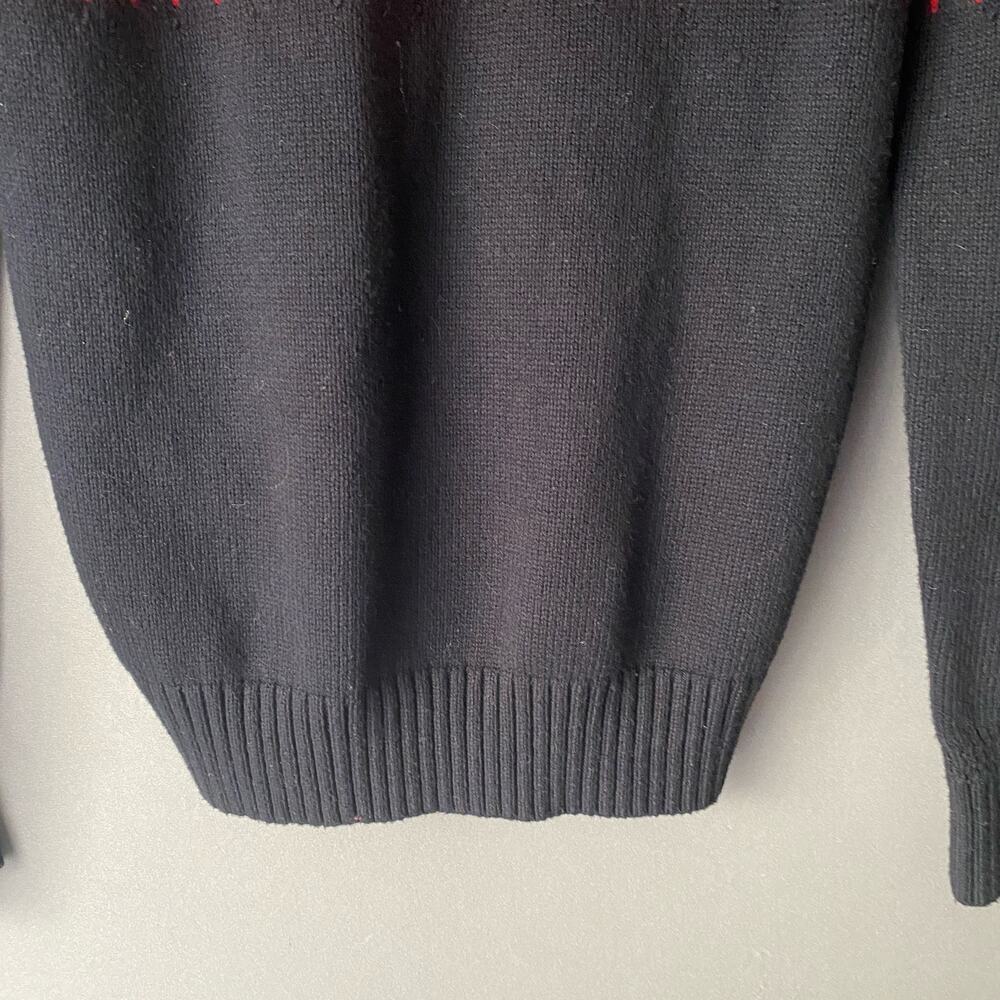 American Eagle Wool Rugged Outdoors Fisherman Fair Isle Shawl Sweater XS Black - Picture 6 of 10